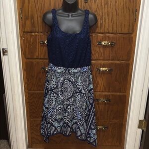 AUW Elegant Navy Blue Dress